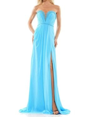 Colors Dress Strapless Chiffon A-Line Prom Gown - Blue