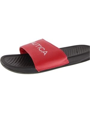 Nautica Bretton Logo Flat Slide Sandals - Red