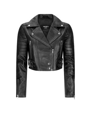 TruClothing Leather Jacket Cross Zip Biker Brando Classic - Black