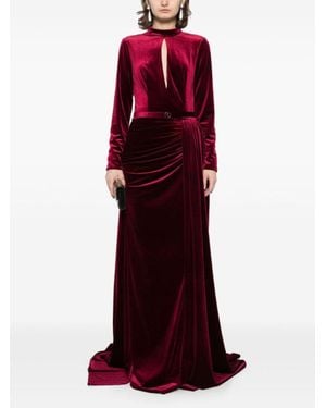Saiid Kobeisy Velvet Long Dress - Red