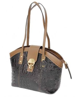 MC Handbags La Rochelle Crocodile Embossed Leather Tote Bag - Gray