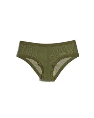 Blush Lingerie Mesh Lace Trim Hipster Panty - Green