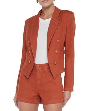 L'Agence Wayne Crop Linen Jacket - Red