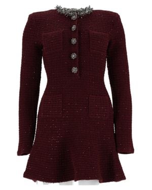 Self-Portrait Rich Bordeaux Textured Mini Dress