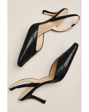 Maeve Square Toe Slingback Heels - Natural