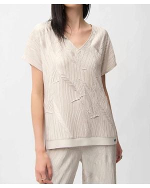 Joseph Ribkoff Pleated Satin Boxy Top - Natural