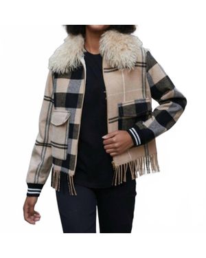 Vilagallo Plaid Zip Bomber Jacket - Gray