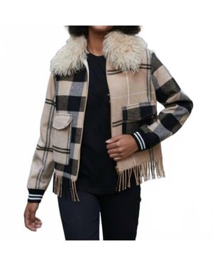 Vilagallo Plaid Zip Bomber Jacket - Gray