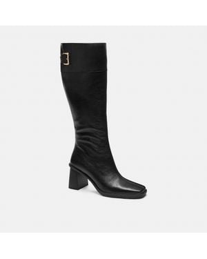 COACH Extended Calf Heeled Buckle Boot - Black
