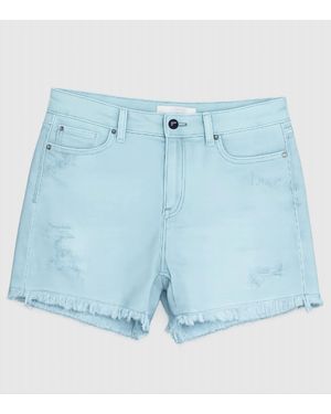 Risen Zariah Mid Rise Frayed Hem Shorts - Blue
