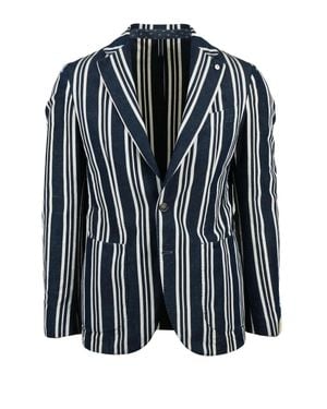 L.B.M. 1911 Cotton Linen Silk Blazer Jacket - Blue