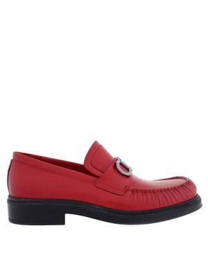 Ferragamo Ferragamo Duccio Leather Gancini Loafers, Size 9 Ee - Red
