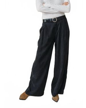 Bella Dahl Double Pleated Wide Leg High Waist Pants - Black