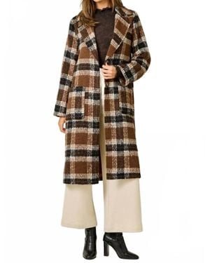 Mystree Plaid Long Coat - Multicolor