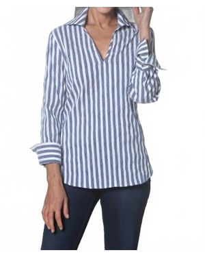 J'Envie/Eli Back Button Blouse - Blue