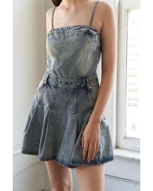 TRUEDAMES My Best Chapter Denim Romper - Gray