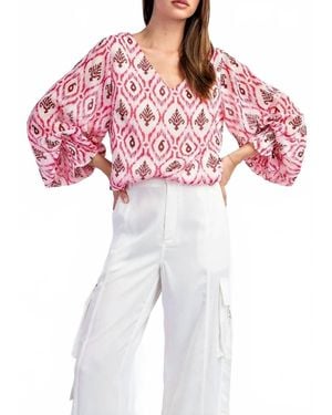 Eesome Shimmering Print Blouse - Red