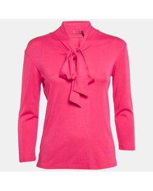 Veronica Virta Jersey Neck Tie -Up Detail Top - Pink