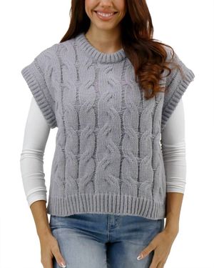 Grace and Lace Cable Knit Sweater Vest - Gray