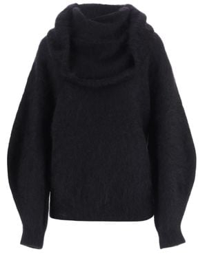 THE GARMENT Stretch Mohair-Blend Sweater With Draped Neckline - Blue