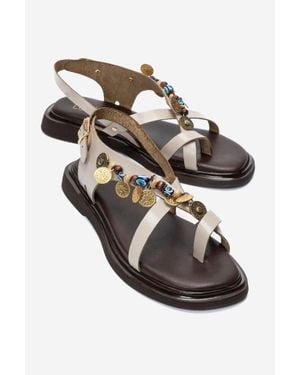 Forever & Always Shoes Hush Leather Beaded Sandal - White