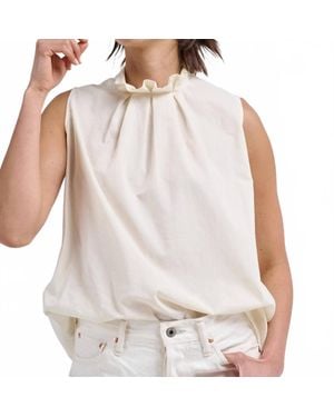 Chimala Sleeveless Tuck Collar Blouse - White