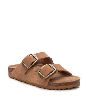 Xti Suede Double Strap Buckle Sandals By - Brown