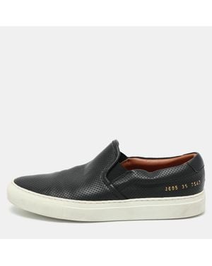 Common Projects Perforated Leather Slip On Sneakers - Black