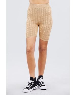 TRUEDAMES Twisted Effect Bermuda Length Sweater Shorts - Natural