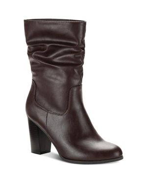 Style & Co. Style & Co Saraa Boot Block Heel Slouch Mid-Calf Booties Lion605 - Brown