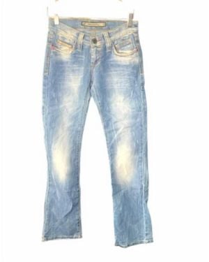 Cipo & Baxx Slim Vintage Jeans With Flower Accents - Blue