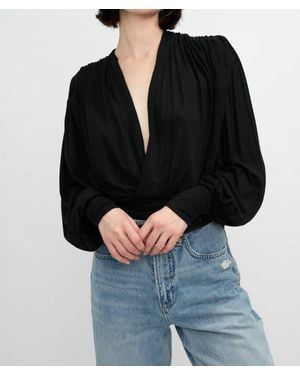 IRO Barba V-Neck Long Sleeve Blouse - Black