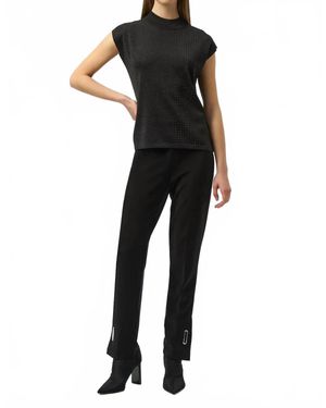 Joseph Ribkoff Mock Neck Embellished Sleeveless Top - Black