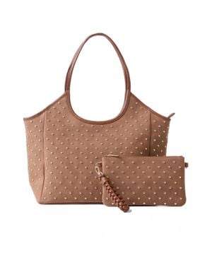 Haute Shore Isla Studded Suede Tote - Brown