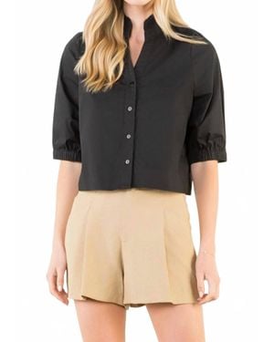 Thml Short Sleeve Poplin Top - Black