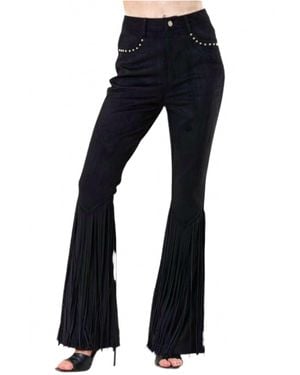 Saints & Hearts Suede Fringe Pants - Blue