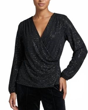 Last Tango Sparkle Cross Front Top - Black