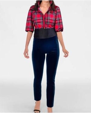 Gretchen Scott Puff Sleeve Racer Stripe Blouse - Blue