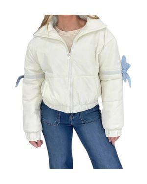Pretty Garbage Bow Puffer Jacket - Blue