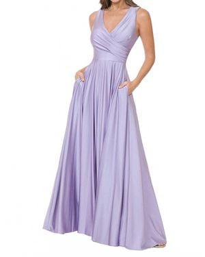 Lenovia Usa Formal Pleated Long Evening Dress - Purple