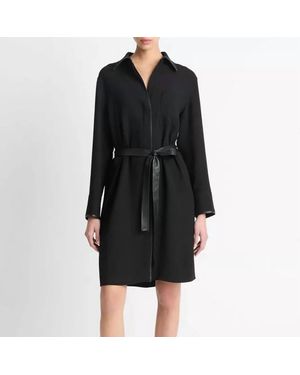 Vince Leather Trim Dress - Black