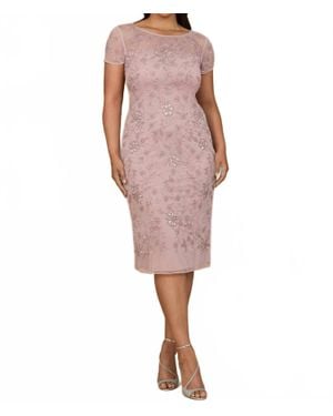 Lara Floral Beaded Midi Dress - Pink