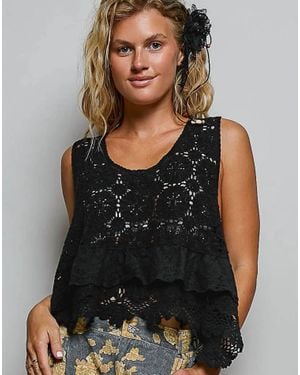 Pol Lace Crochet Top - Black