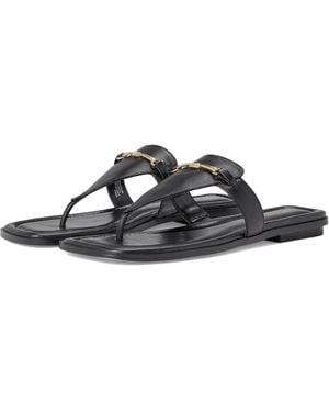 Michael Kors Lena 40R5Lefs1L Thong Leather T-Strap Sandal Ver365 - Black