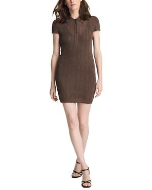 Kenneth Cole Variegated Rib Cap Sleeve Polo Dress - Brown