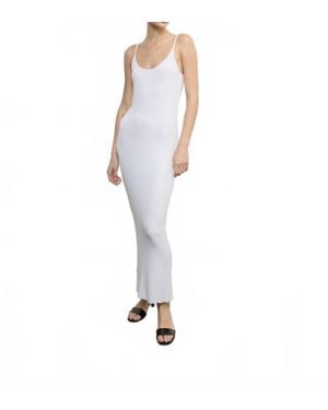 Enza Costa Silk Rib Lettuce Edge Dress - White