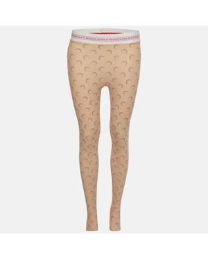 Marine Serre Crescent Moon Print Technical Jersey Stirrup Leggings - Natural