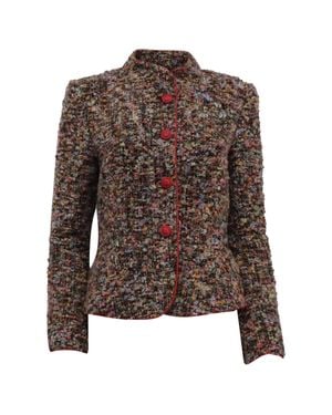 Giorgio Armani Armani Collezioni Single-Breasted Tweed Blazer - Brown