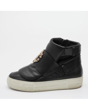 Roberto Cavalli Leather High Top Sneakers - Black