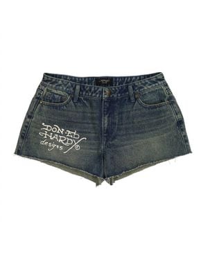 Ed Hardy Heart Dagger Denim Short - Gray
